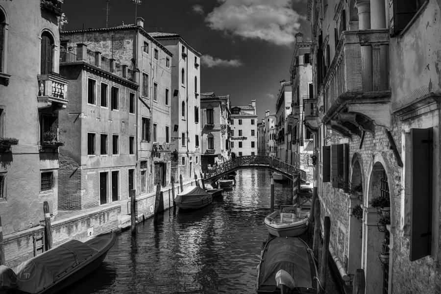 Canals of Venice 002 BW Photograph by Lance Vaughn