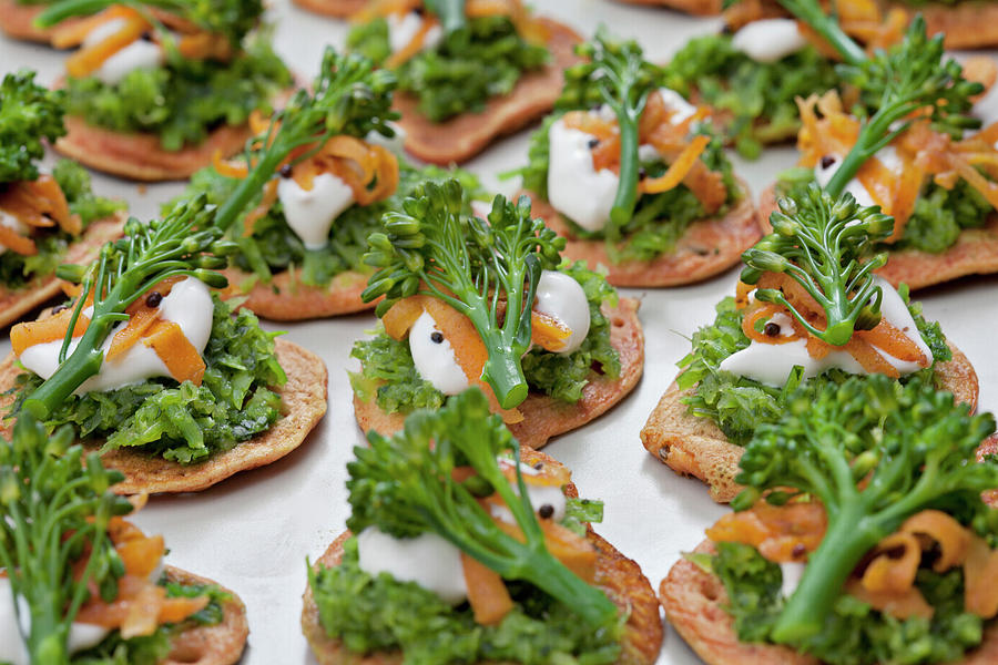 Canapes With Tenderstem Broccoli And Sour Cream Photograph by Kirstie Young