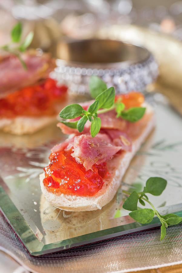Canapes With Tuna And Tomato Jelly Photograph by Winfried Heinze