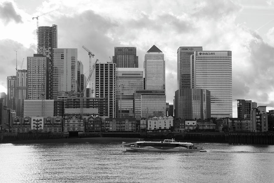 London Photograph - Canary Wharf River View by Claire Doherty