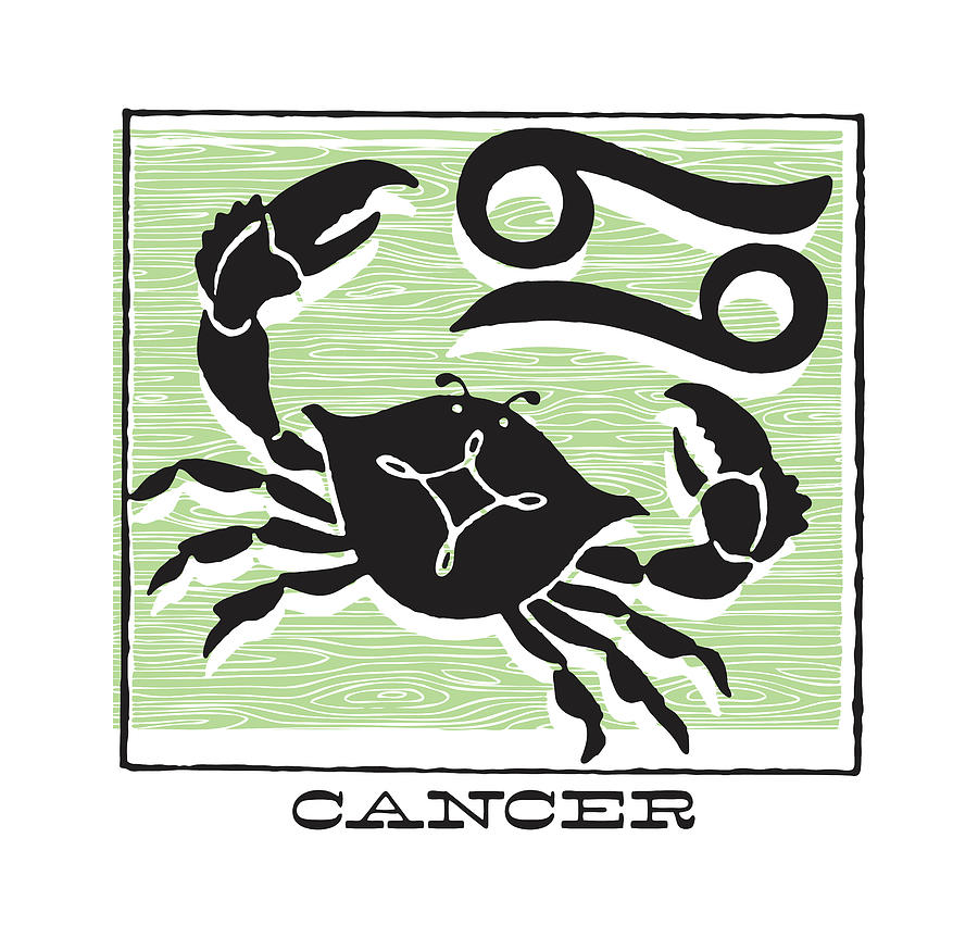 Vintage Drawing - Cancer with Crab by CSA Images