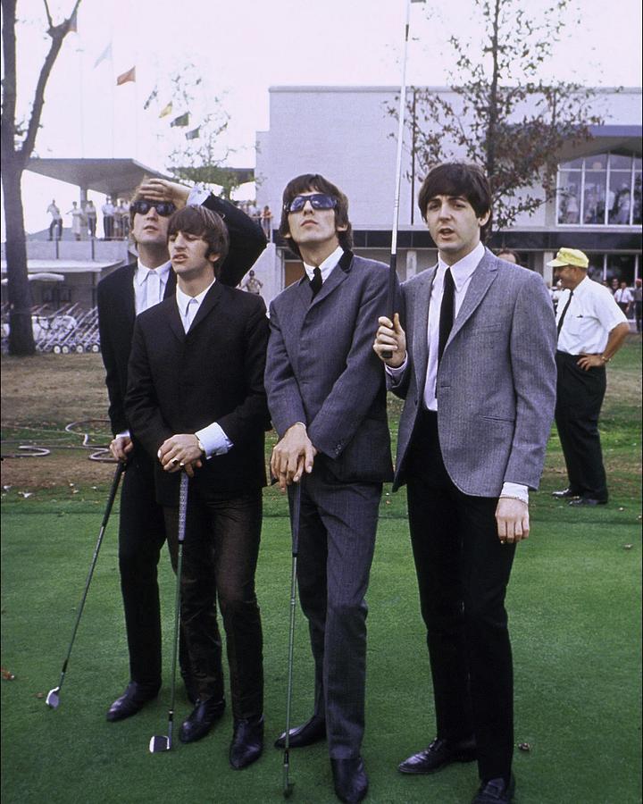John Lennon Photograph - Candid Portrait Of The Beatles Golfing by Globe Photos