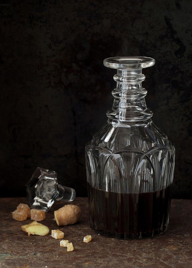 Candied Ginger With Rum Flavouring In A Decorative Crystal Glass Jar Photograph by Jane Saunders