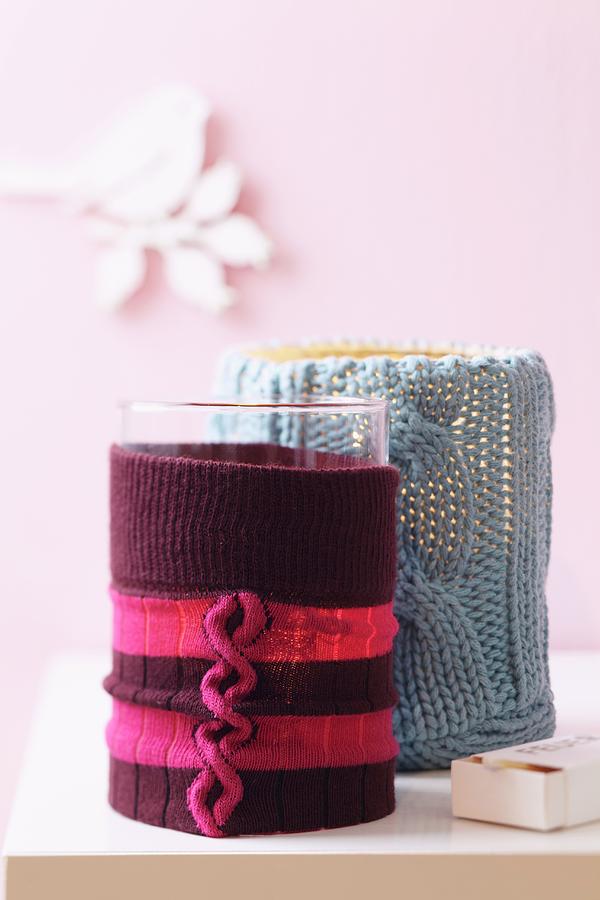 Candle Holders With Knitted Covers Photograph by Franziska Taube