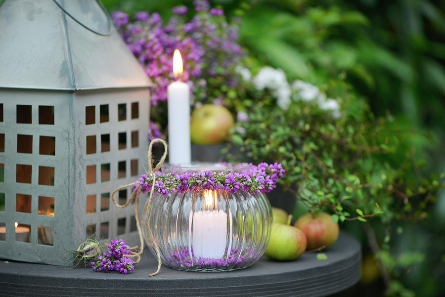 Candle Lantern With Heather Wreath Photograph by Daniela Behr
