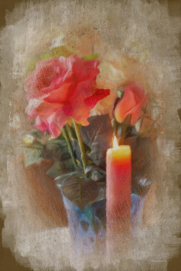 Candlelit Roses 1 Photograph by Diane Lindon Coy