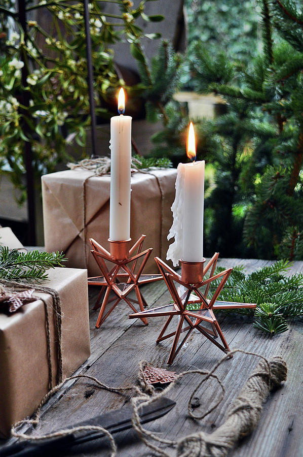 Candles In Star Candleholders Photograph by Christin By Hof 9