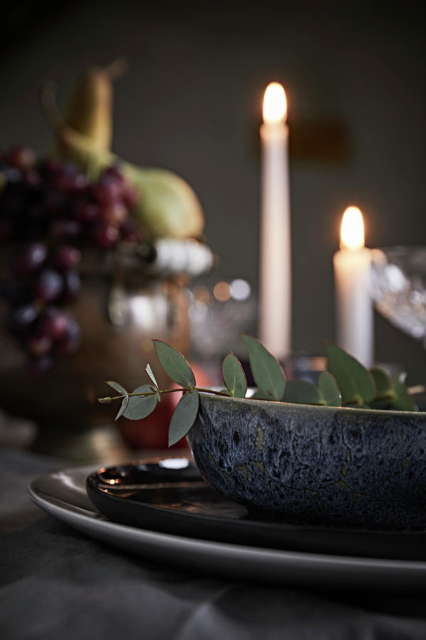 Candles On Festively Decorated Table detail Photograph by Nikky Maier
