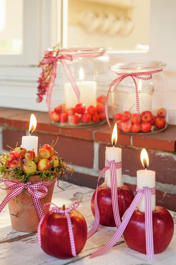 Candlesticks Hand-crafted From Apples Photograph by Moog & Van Deelen
