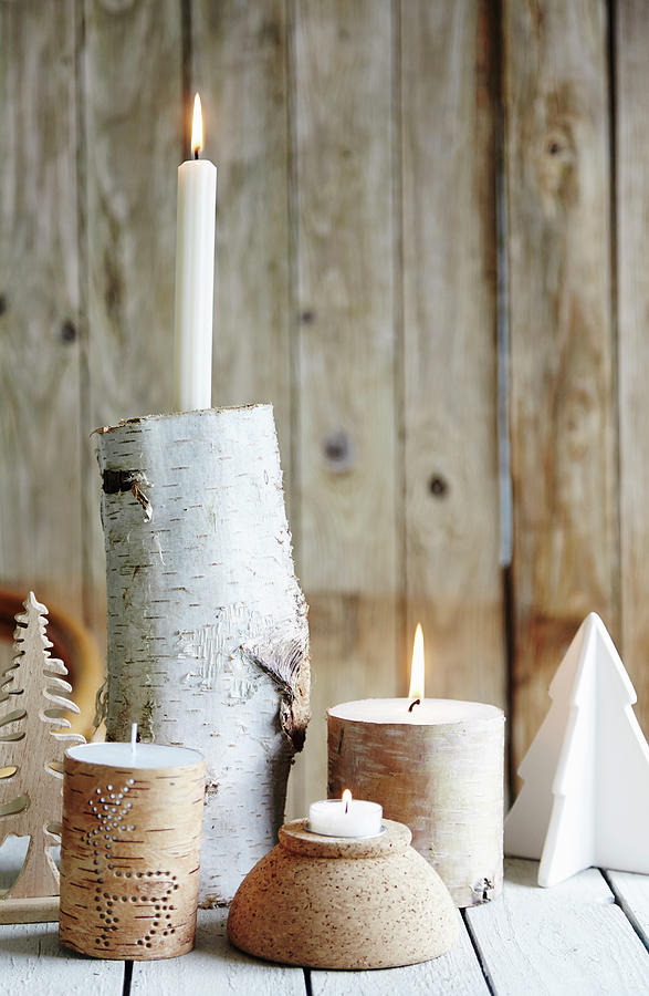 Candlesticks Handmade From Birch Logs Photograph by Nicoline Olsen
