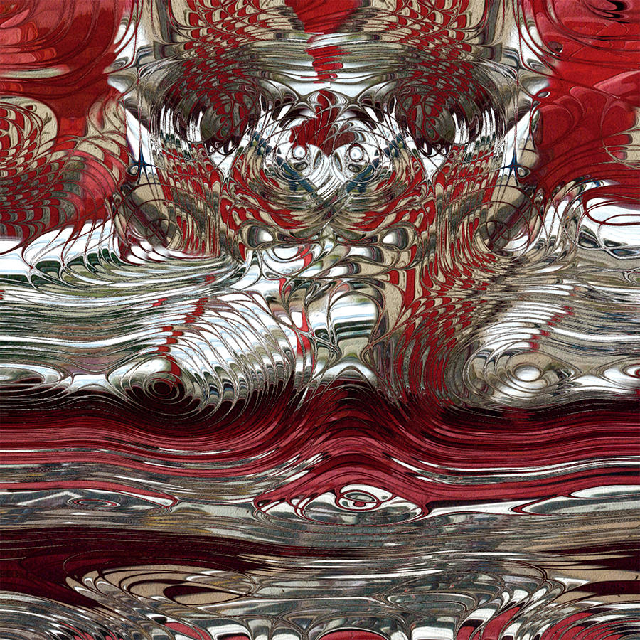 Abstract Painting - Candy Apple Red And Chrome Reflections by Jack Zulli