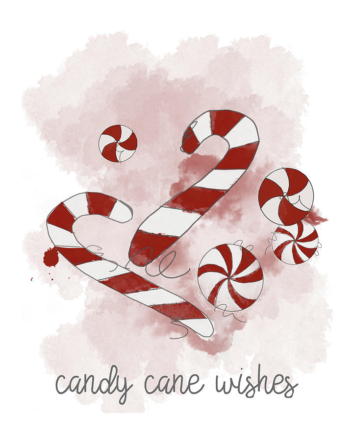 Candy Mixed Media - Candy Cane Wishes by Anna Quach