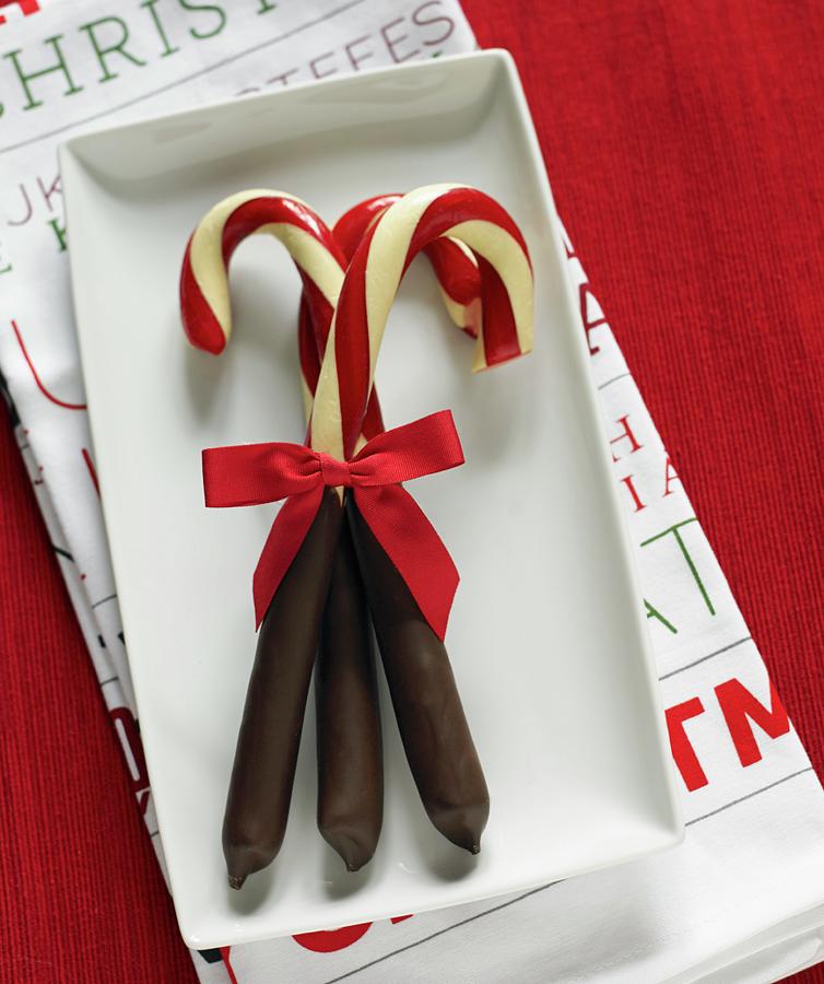 Candy Canes Dipped In Chocolate Photograph by Allison Dinner