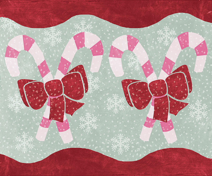 Christmas Mixed Media - Candy Canes by Erin Clark