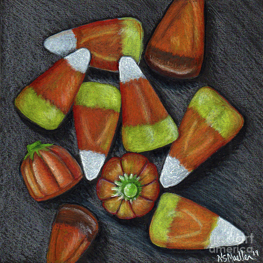 Candy Corn Drawing Drawing by Nancy Mueller