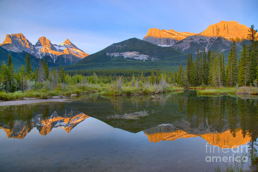 Canmore Alberta Glowing Mountain Peaks Photograph by Adam Jewell