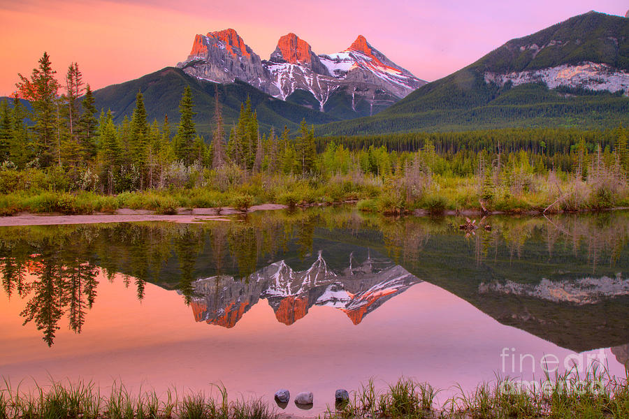 Canmore Three Sisters Brilliant Sunrise Photograph by Adam Jewell