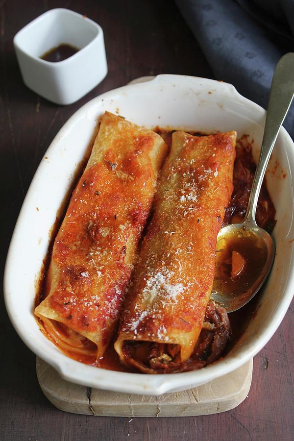 Cannelloni Filled With Beef Photograph by Patricia Miceli