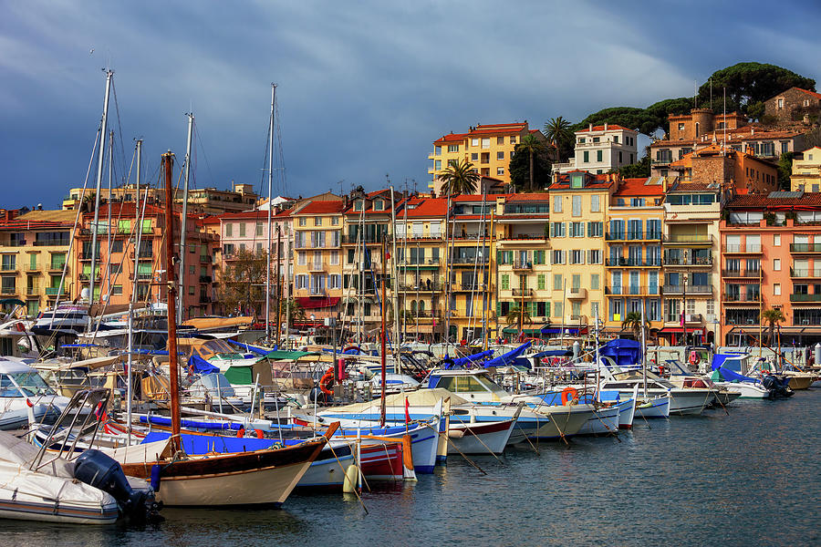 Cannes City View From Harbour To Old Town Photograph by Artur Bogacki