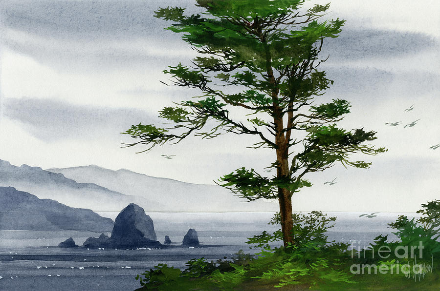 Haystack Rock Painting - Cannon Beach Shore by James Williamson