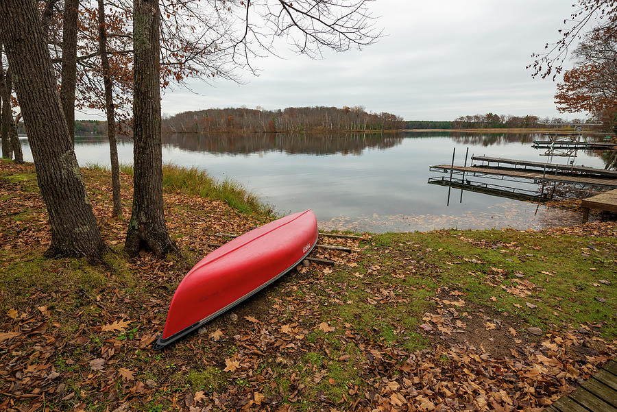Canoe On Shore In The Fall Photograph by Cavan Images Canoe On Shore In The Fall Photograph by Cavan Images