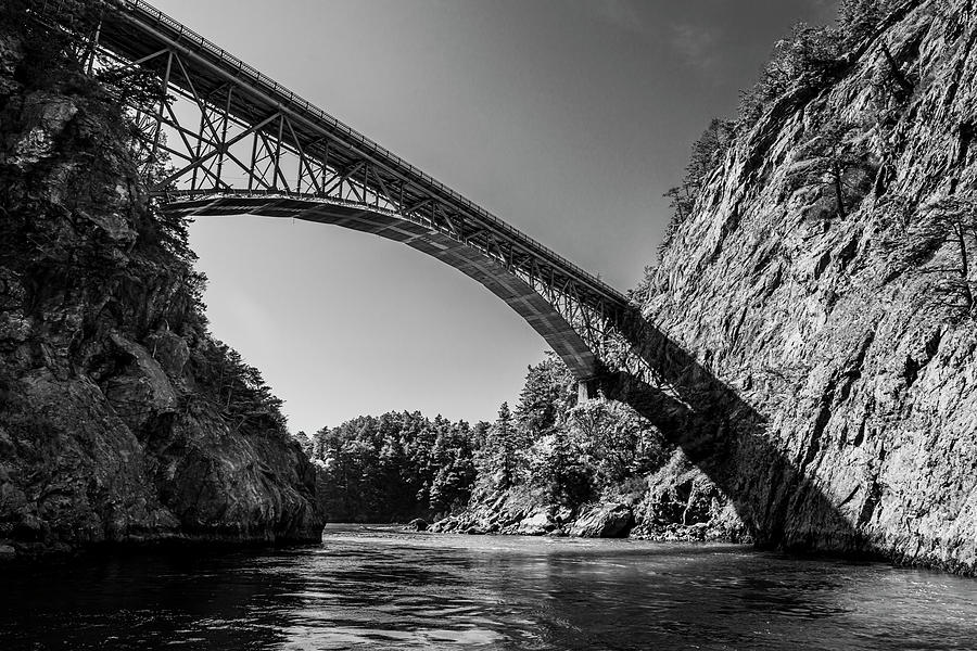 Canoe Pass Bridge Monochrome Photograph by Bob VonDrachek
