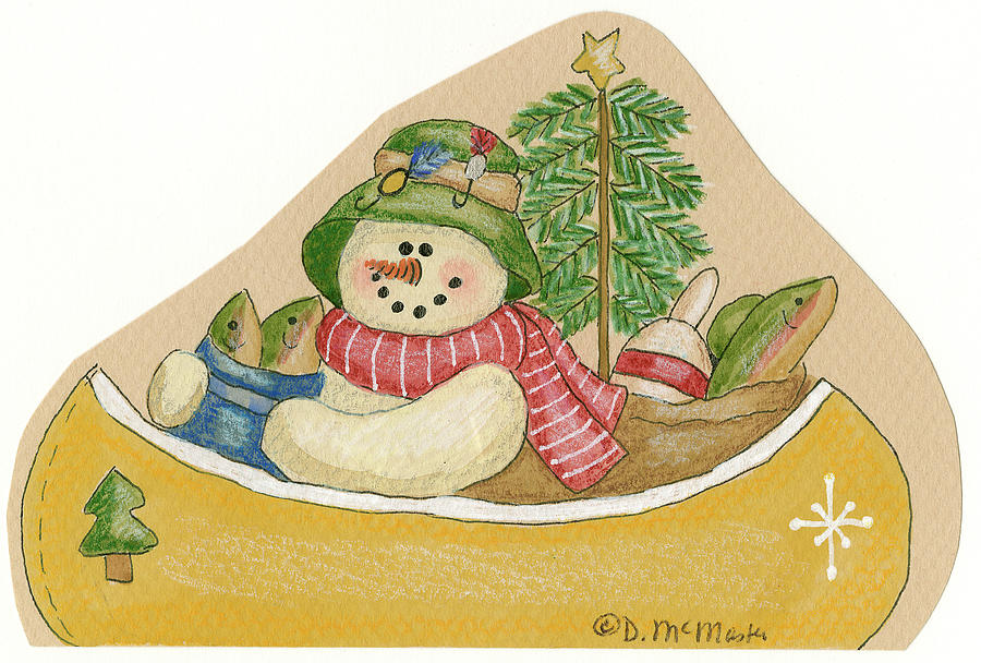 Canoe Snowman Painting by Debbie Mcmaster Canoe Snowman Painting by Debbie Mcmaster