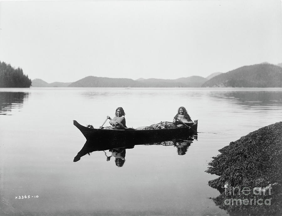 Canoeing On Clayoquot Sound, Circa 1910 Photograph by Edward Sheriff Curtis