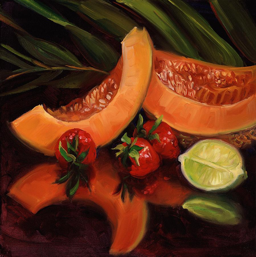 Strawberry Painting - Cantalope by Laurie Snow Hein