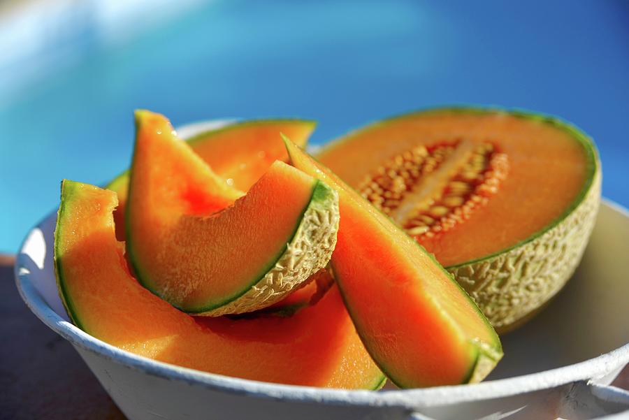Cantaloupe Melon, Partly Slices Photograph by Roger Stowell