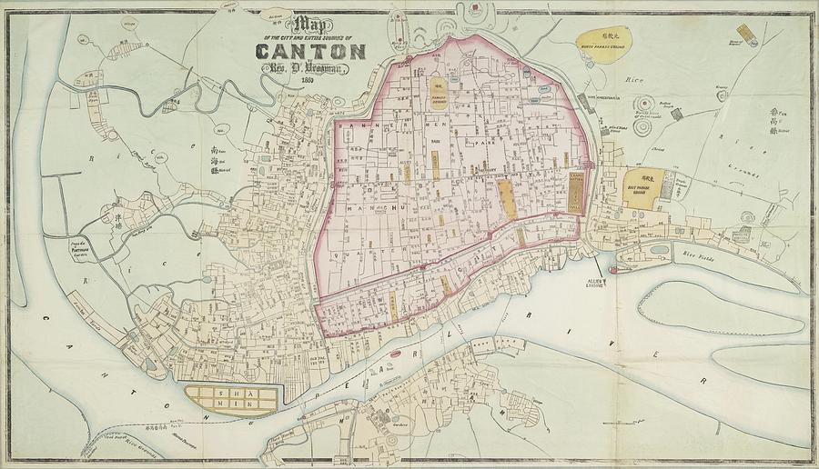 canton-china-antique-map-1860-fine-quality-restored-print-drawing-by