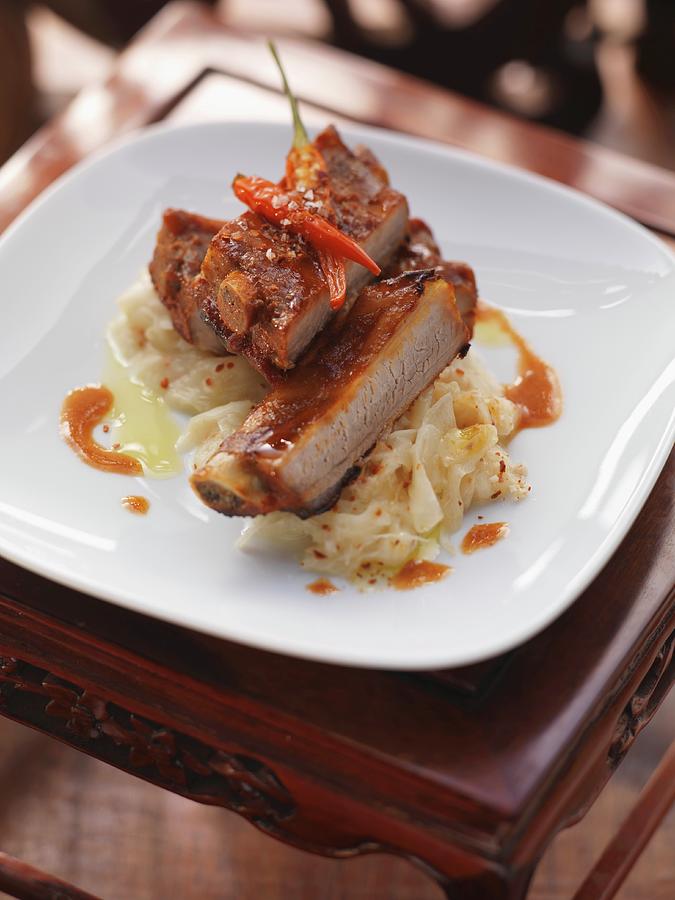 Cantonese Spare Ribs On Chilli Cream Cabbage Photograph by Eising ...