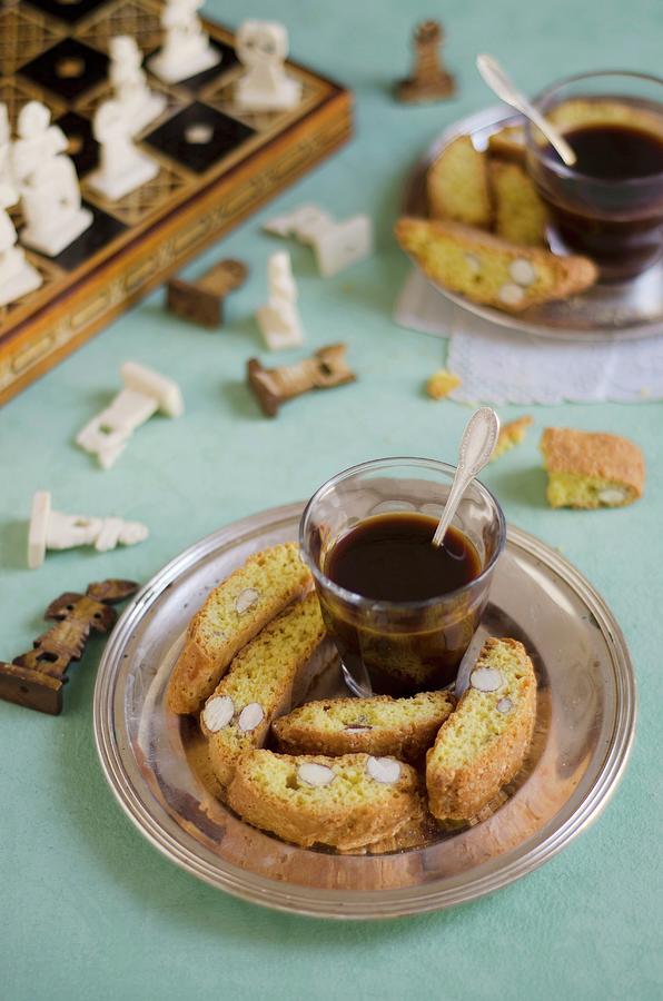 Cantucci E Caff almond Biscuits And Espresso, Italy Photograph by Aniko Szabo