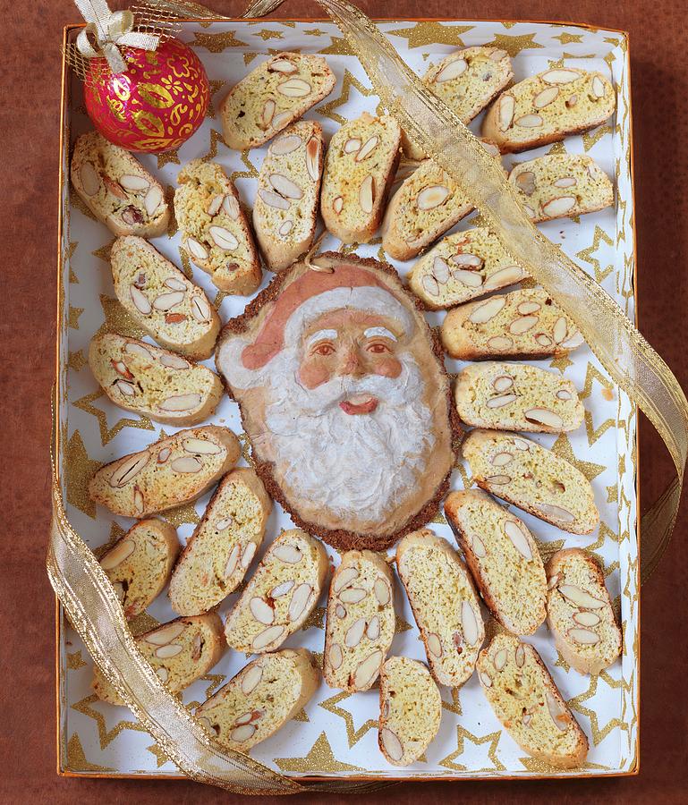 Cantuccini almond Biscuits, Italy Wrapped As A Christmas Present Photograph by Nicolas Leser
