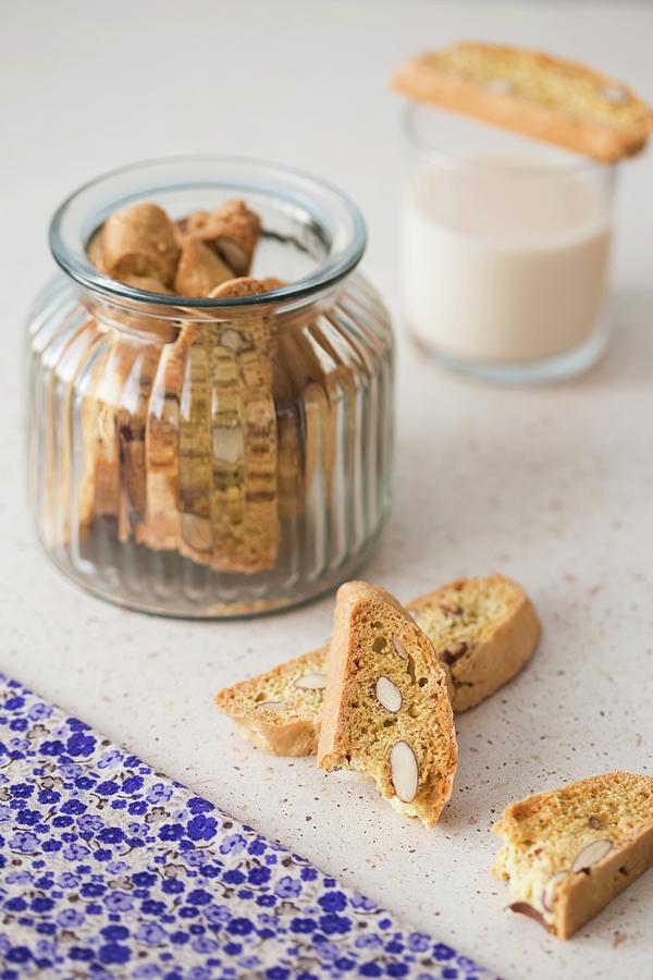 Cantuccini biscotti Di Prato With Almonds In A Jar Photograph by Malgorzata Laniak
