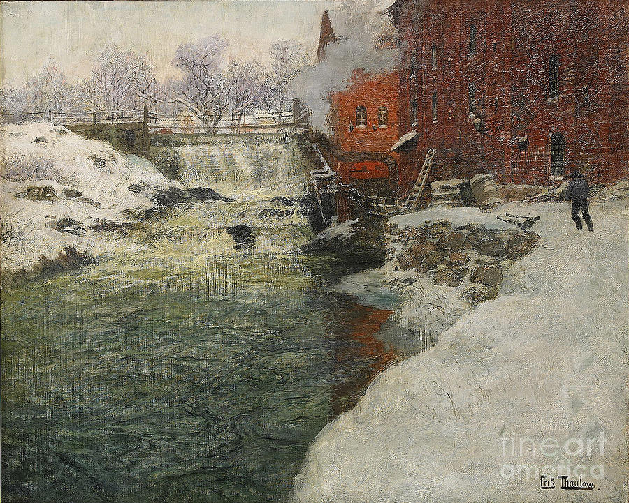 Canvas Factory By The Aker River Drawing by Heritage Images