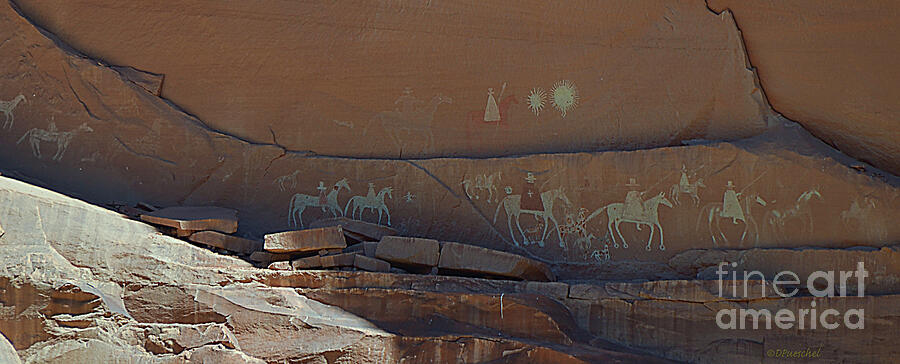 Horse Photograph - Canyon de Chelly Wall Petroglyphs by Debby Pueschel