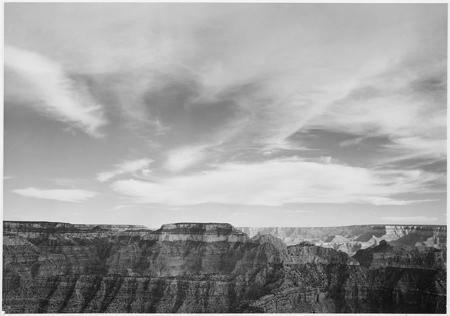Canyon edge low horizon clouded sky Grand Canyon National Park Arizona. 1933 - 1942 Painting by Ansel Adams