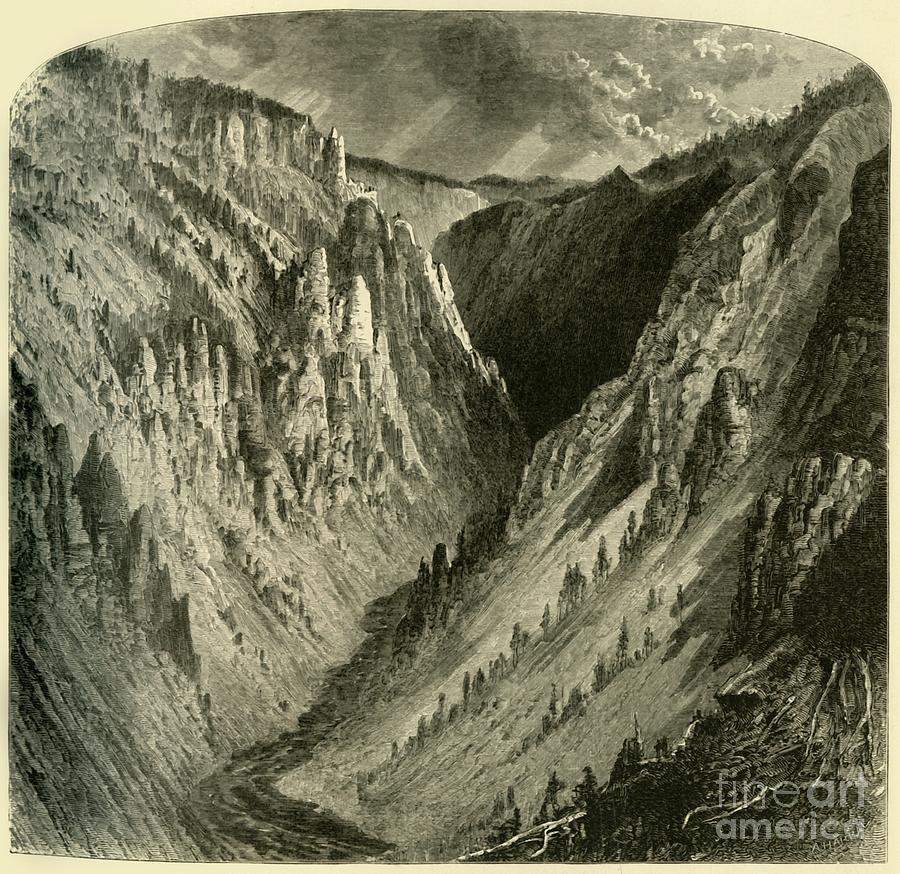Cañon Of The Yellowstone Drawing by Print Collector
