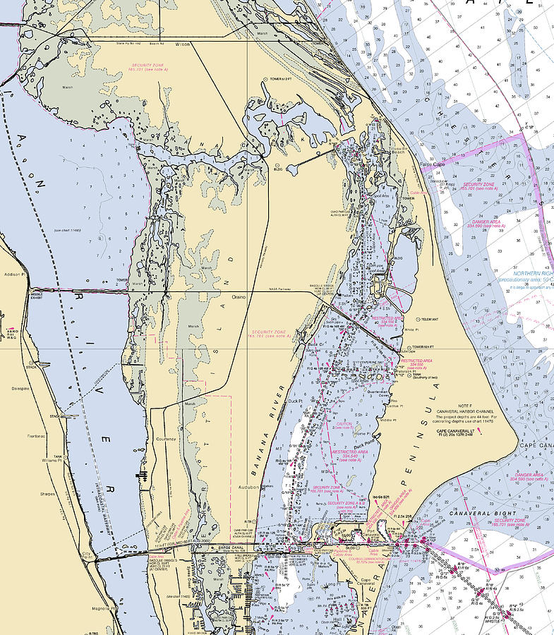 Cape Canaveral florida Nautical Chart _v1 Mixed Media by Bret Johnstad