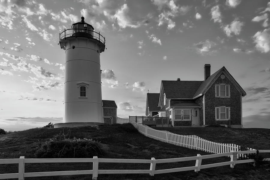 Cape Cod Black and White Photography of Nobska Light Photograph by Juergen Roth