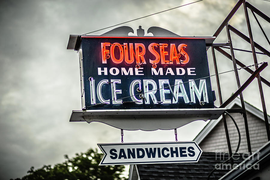 Cape Cod Four Seas Home Made Ice Cream Neon Sign Photograph by Edward Fielding