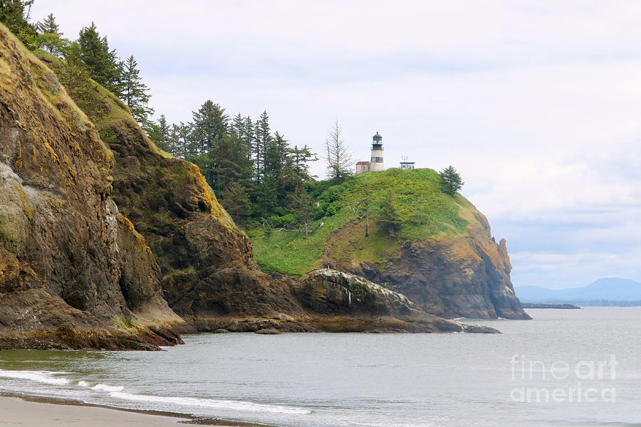 Lighthouse Photograph - Cape Disappointment with Cliffs by Carol Groenen