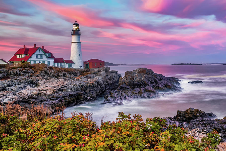 Portland Head Light Photograph - Cape Elizabeth Lighthouse - Portland Head Light in Maine by Gregory Ballos
