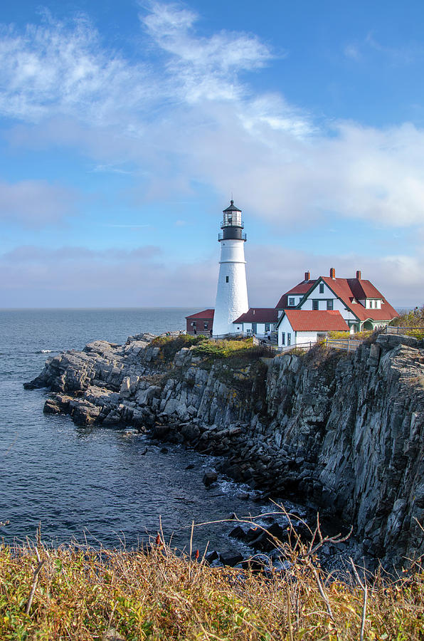 Cape Elizabeth Maine Portland Head Lighthouse Seascape Photograph by Bill Cannon