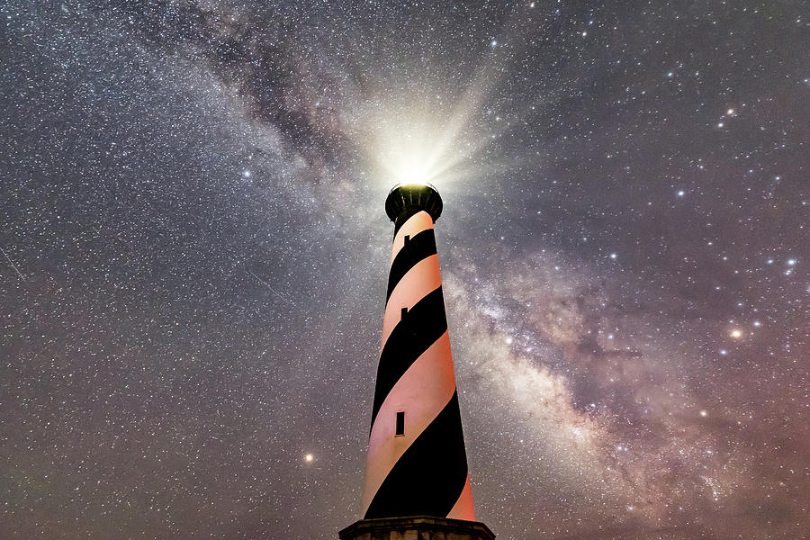 Cape Hatteras Lighthouse Shining on the Milky Way Photograph by Anthony Doudt