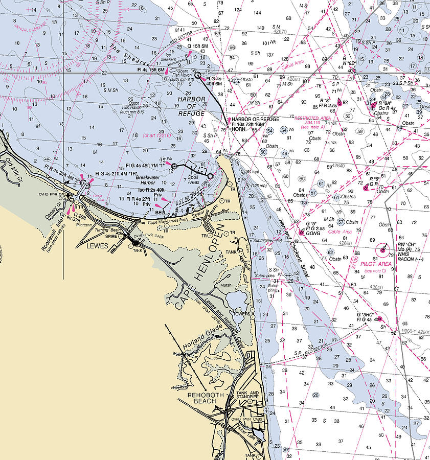 Cape Henlopen delaware Nautical Chart _v2 Mixed Media by Sea Koast