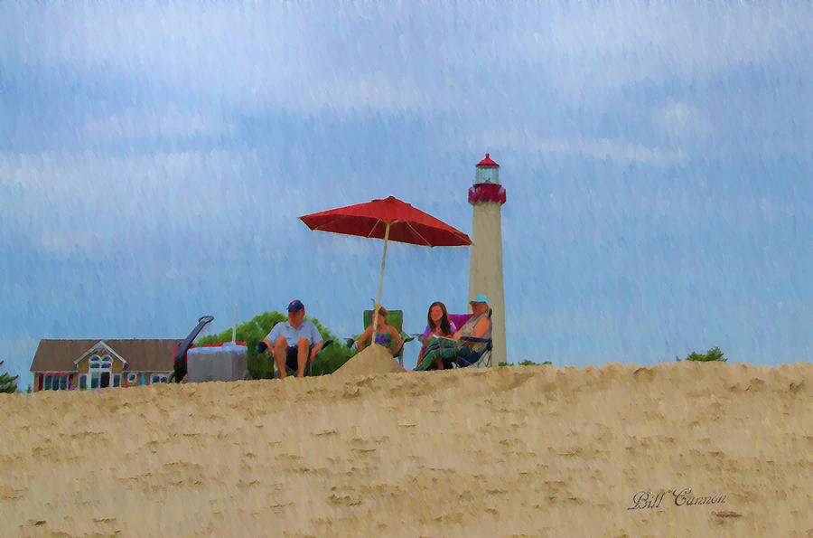 Cape May Lighthouse Beach Day Photograph by Bill Cannon