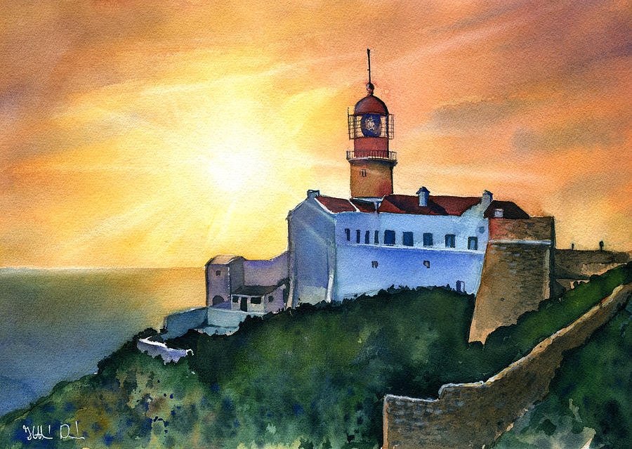 Cape Saint Vincente Lighthouse Algarve Painting by Dora Hathazi Mendes