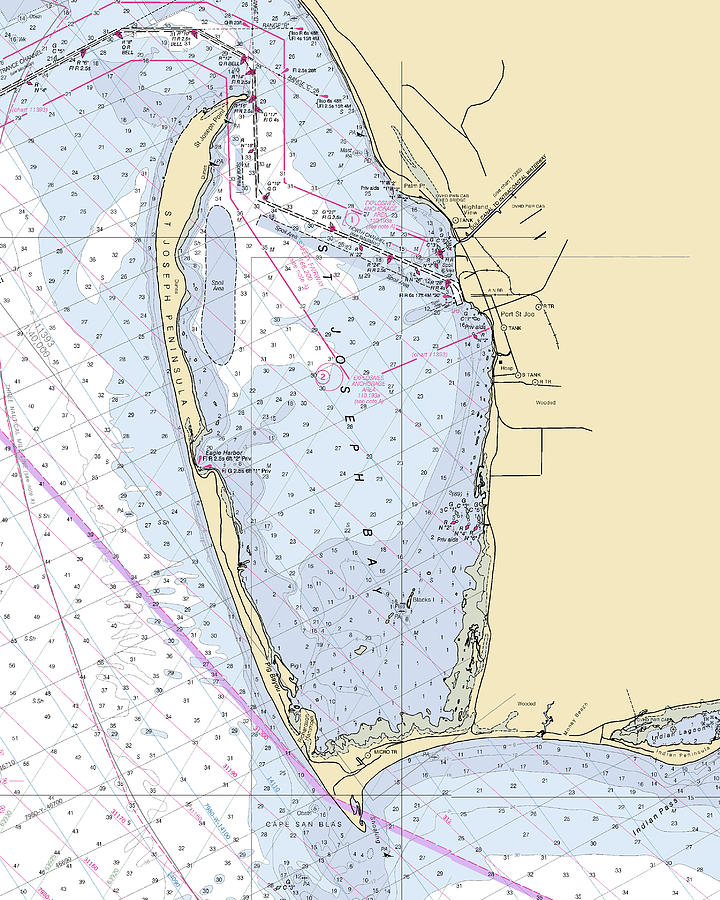 Cape San Blas florida Nautical Chart _v6 Mixed Media by Bret Johnstad